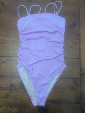 Cupshe Lilac Ruched One-Piece Swimsuit with Double Straps